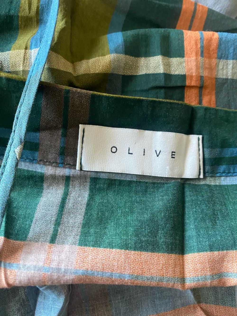 GUC OLIVE CLOTHING- Plaid Strappy Maxi Dress in Teal, Olive & Coral - OS - Picture 4 of 5
